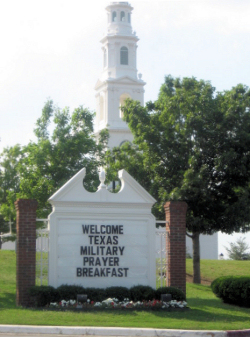 Photo of sign that says "Welcome Texas Military Prayer Breakfast"